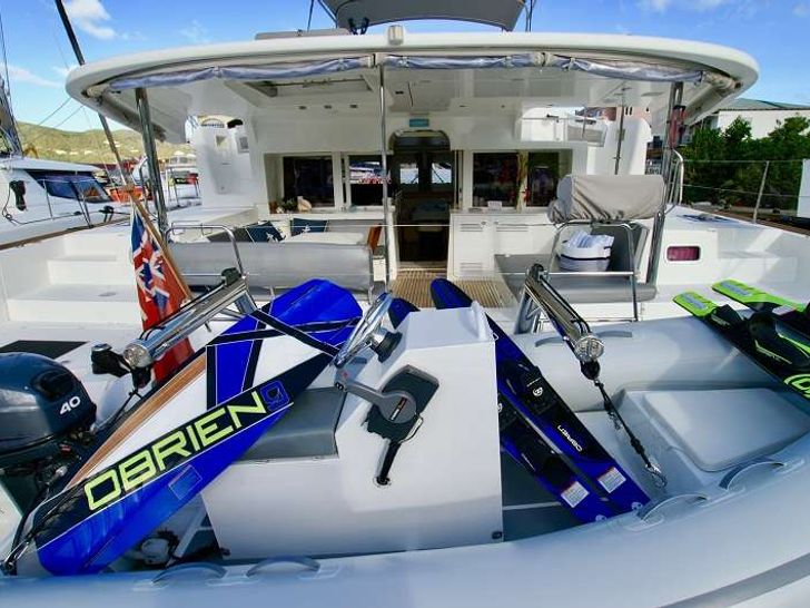 GYPSY PRINCESS Lagoon 450 - aft shot with the water toys GYPSY PRINCESS Lagoon 450 - aft shot with the water toys