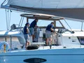 HIGHJINKS Fountaine Pajot Sanya 57 - guests moving up to the flybridge HIGHJINKS Fountaine Pajot Sanya 57 - guests moving up to the flybridge