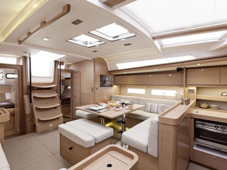 DRUNKEN SAILOR Dufour Grand Large 560 - indoor dining area DRUNKEN SAILOR Dufour Grand Large 560 - indoor dining area