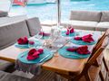 BLUEWINDS Lagoon 560 - aft deck alfresco dining set up BLUEWINDS Lagoon 560 - aft deck alfresco dining set up