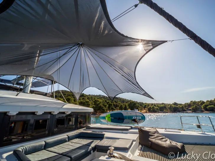 LUCKY CLOVER Lagoon 52 - foredeck side shot LUCKY CLOVER Lagoon 52 - foredeck side shot