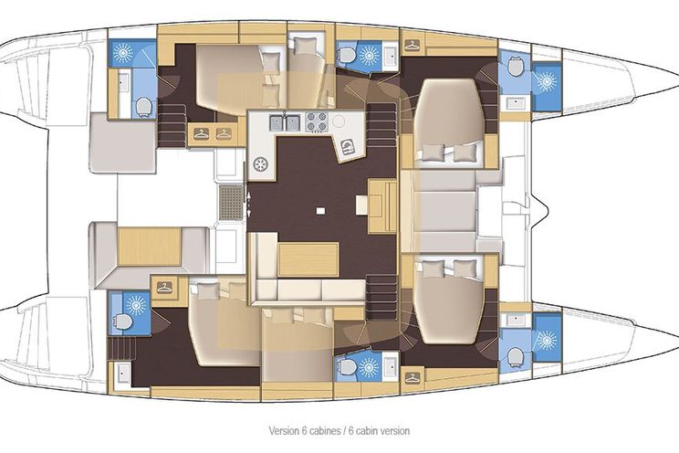 Layout for LUCKY CLOVER Lagoon 52 - catamaran yacht layout