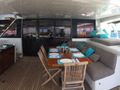 TIGER LILY Lagoon 620 - aft deck dining TIGER LILY Lagoon 620 - aft deck dining
