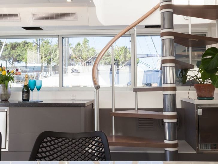 OUT OF OFFICE Blue Ocean 65 - Stairs to the Flybridge OUT OF OFFICE Blue Ocean 65 - Stairs to the Flybridge