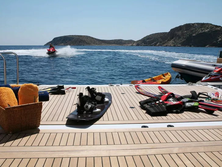 PEGASUS Feadship 52m - swim platform with the water toys PEGASUS Feadship 52m - swim platform with the water toys