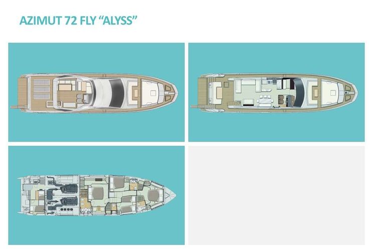 Layout for ALYSS - Azimut 72 Fly, motor yacht layout