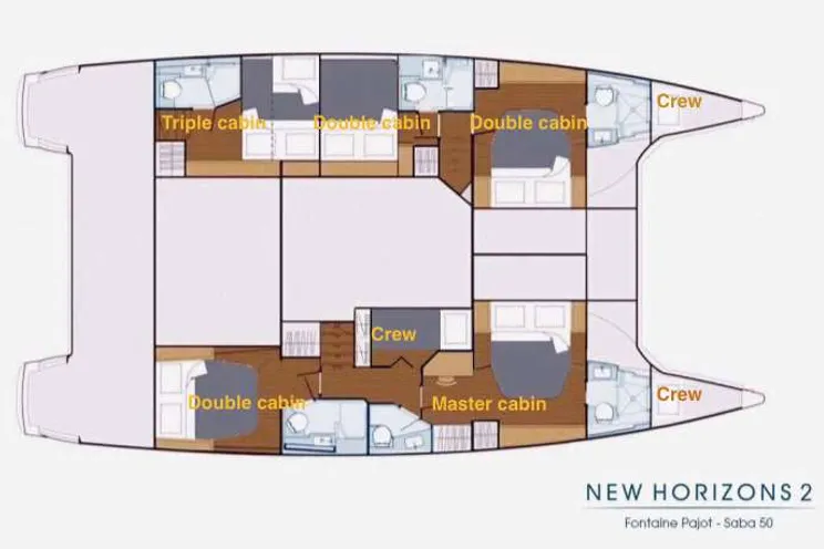 Layout for NEW HORIZONS 2 Fountaine Pajot Saba 50 - layout
