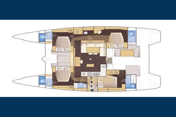 Layout for FLO Lagoon 52 - catamaran yacht layout