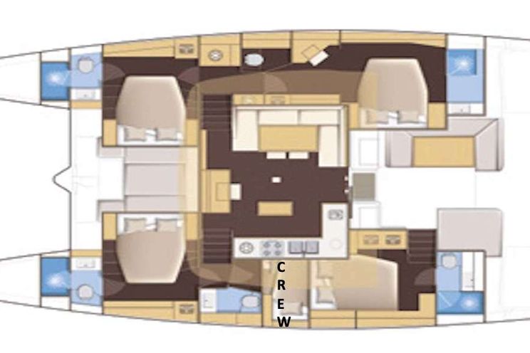 Layout for FLO Lagoon 52 - catamaran yacht layout