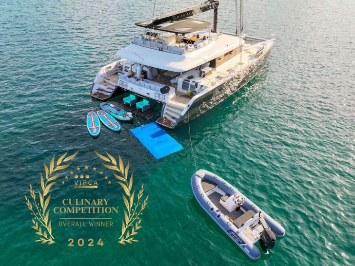 Mahasattva is a luxury Lagoon 620 catamaran,offering 4 queen guest cabins,each with individual air conditioning controls,a private en-suite bathroom with electric toilets,a bidet,vanity,and a dry shower stall. The main salon is very spacious with t Mahasattva is a luxury Lagoon 620 catamaran,offering 4 queen guest cabins,each with individual air conditioning controls,a private en-suite bathroom with electric toilets,a bidet,vanity,and a dry shower stall. The main salon is very spacious with t