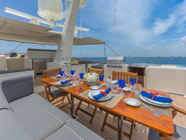 ARIADNE Breaux Bay Craft 37m Luxury Crewed Motor Yacht Alfresco Dining ARIADNE Breaux Bay Craft 37m Luxury Crewed Motor Yacht Alfresco Dining