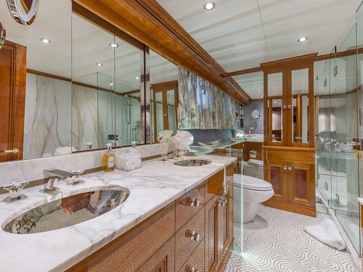 ARIADNE Breaux Bay Craft 37m Luxury Crewed Motor Yacht Master Bathroom ARIADNE Breaux Bay Craft 37m Luxury Crewed Motor Yacht Master Bathroom