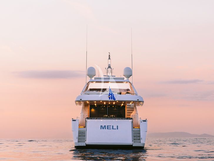 MELI Ferretti 881 - anchored aft view MELI Ferretti 881 - anchored aft view