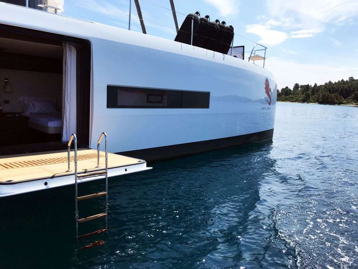 ADRIATIC DRAGON Lagoon 77 - master cabin swim platform ADRIATIC DRAGON Lagoon 77 - master cabin swim platform
