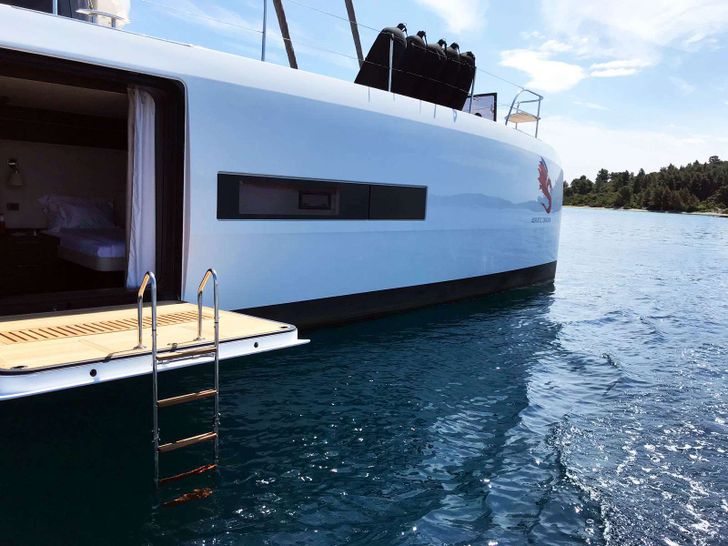 ADRIATIC DRAGON -Lagoon 77,master cabin swim platform