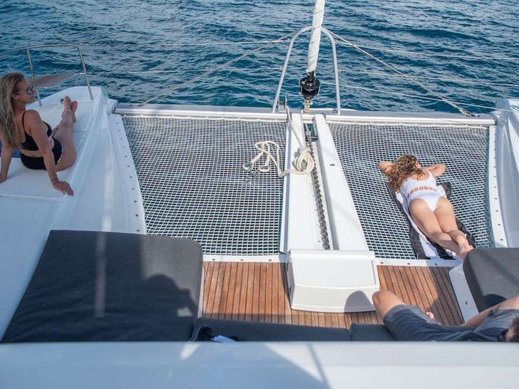 KARMA Lagoon 50 - bronzing on the net trampolines KARMA Lagoon 50 - bronzing on the net trampolines