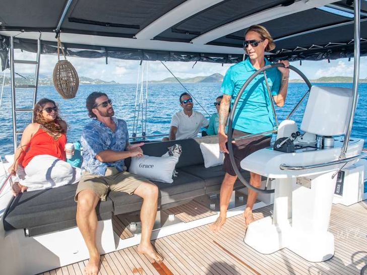 GRACE Lagoon 52 - guests in the flybridge GRACE Lagoon 52 - guests in the flybridge