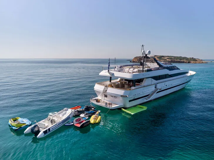 LADY RINA Baglietto 120 - anchored with the water toys LADY RINA Baglietto 120 - anchored with the water toys
