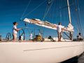 LOGICA - Compositeworks 27 m,bow view with sail down LOGICA - Compositeworks 27 m,bow view with sail down