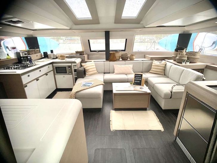 Fountaine Pajot Elba 45 CHAMPAGNE Main Salon and Galley