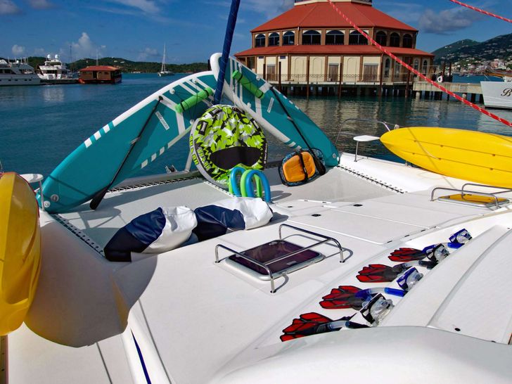 KUMA TOO Leopard 47 - water toys on the foredeck KUMA TOO Leopard 47 - water toys on the foredeck