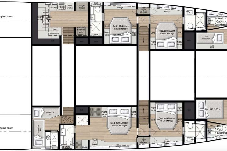 Layout for ALTEYA Sunreef 70 Power - catamaran yacht layout