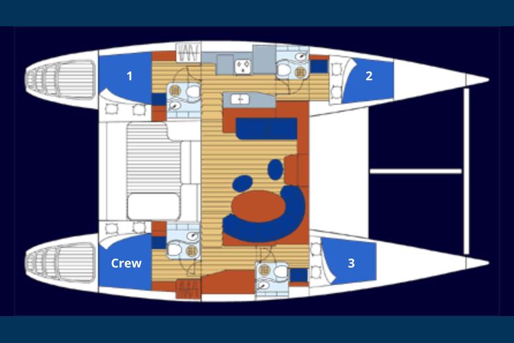 Layout for DREAMCATCHER - Lagoon 47, catamaran yacht layout