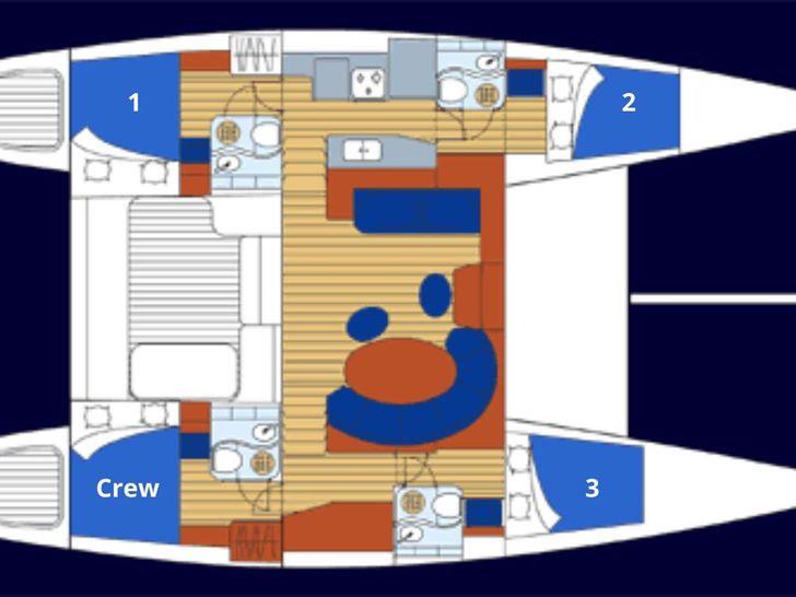 DREAMCATCHER - Lagoon 47,catamaran yacht layout