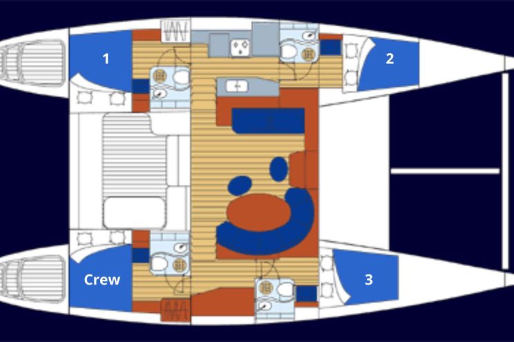 Layout for DREAMCATCHER - Lagoon 47, catamaran yacht layout