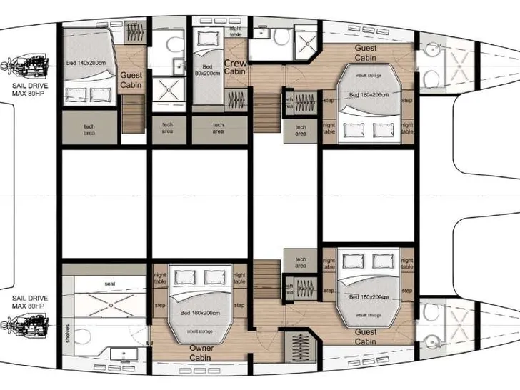 SOLITAIRE Sunreef 50 - layout SOLITAIRE Sunreef 50 - layout