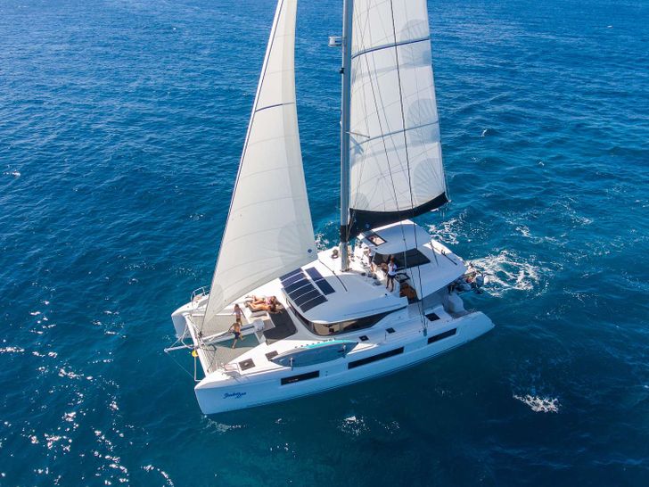 SCUBA DOO Lagoon 50 - aerial shot sailing SCUBA DOO Lagoon 50 - aerial shot sailing