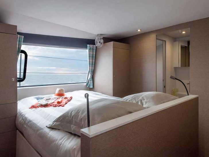 master cabin with large window.