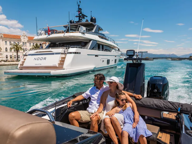 NOOR II Sanlorenzo 102 - guests on the tender NOOR II Sanlorenzo 102 - guests on the tender