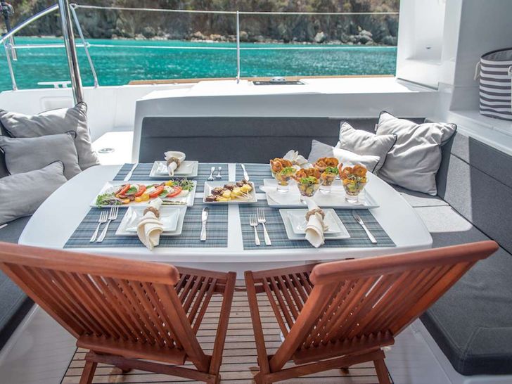 FLOATATION THERAPY - aft deck dining area FLOATATION THERAPY - aft deck dining area