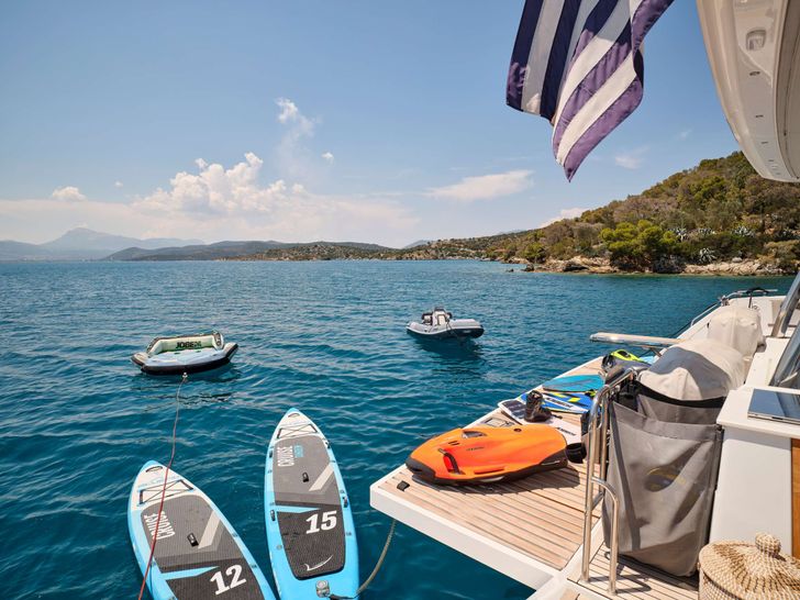 KIMATA Fountaine Pajot Alegria 67 - stern with water toys KIMATA Fountaine Pajot Alegria 67 - stern with water toys