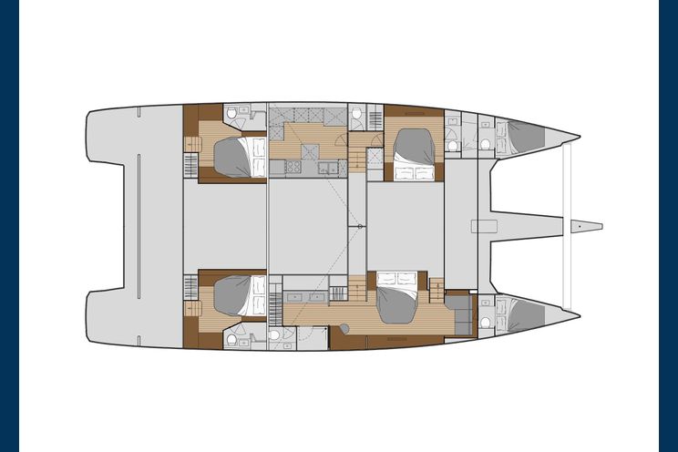 Layout for KIMATA Fountaine Pajot Alegria 67 - catamaran yacht layout