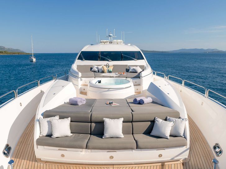 QUANTUM Sunseeker Predator 108 Crewed Motor Yacht Sunbathing Area QUANTUM Sunseeker Predator 108 Crewed Motor Yacht Sunbathing Area