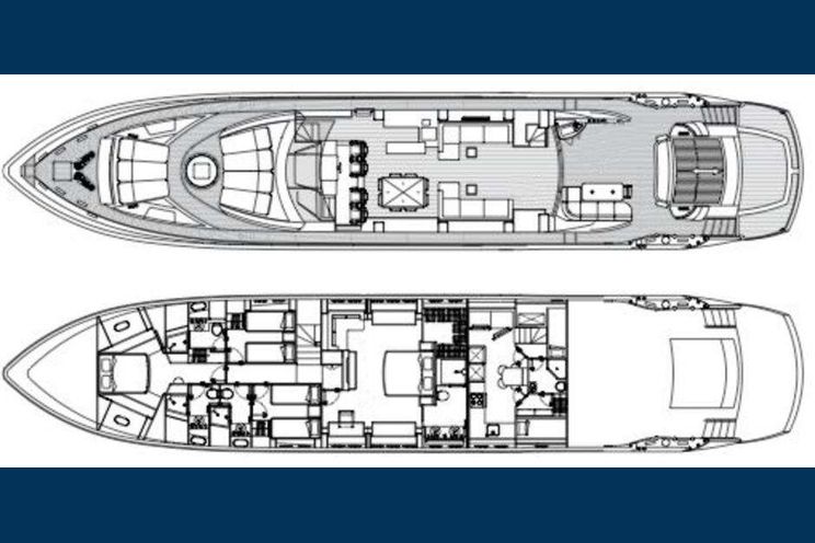 Layout for QUANTUM Sunseeker Predator 108 Crewed Motor Yacht L layout