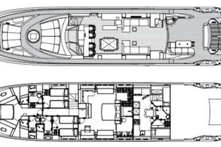 Layout for QUANTUM Sunseeker Predator 108 Crewed Motor Yacht L layout