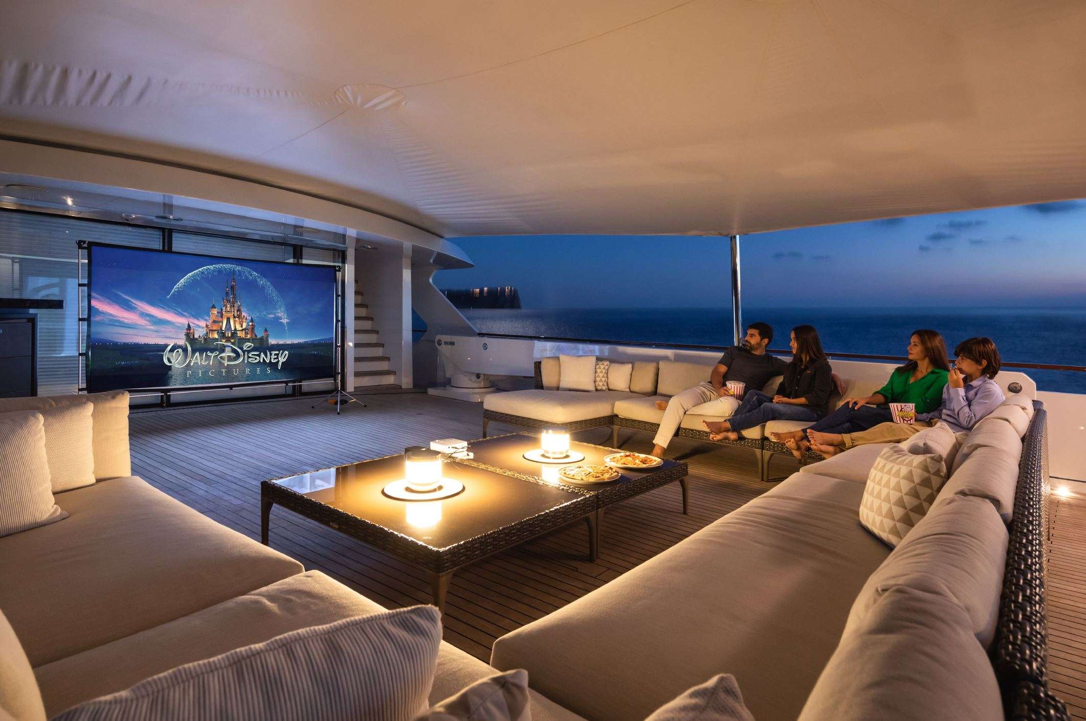 MIRAGE Feadship 53m - sky deck cinema set up