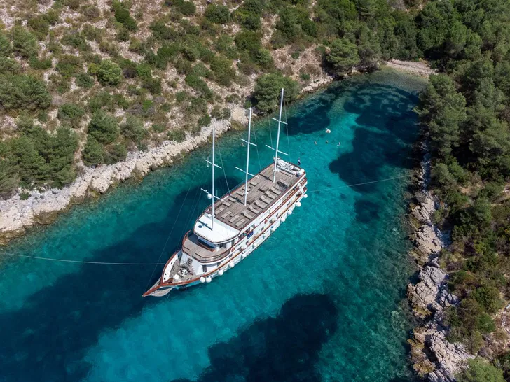 ALMISSA Custom Motor Yacht 40m - aerial yacht alternate view ALMISSA Custom Motor Yacht 40m - aerial yacht alternate view