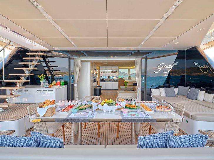 GENNY Sunreef 80 - aft deck formal dining GENNY Sunreef 80 - aft deck formal dining