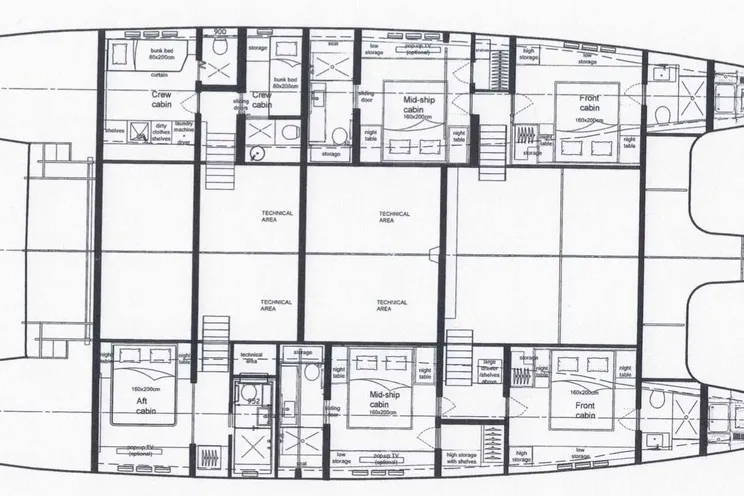 Layout for GENNY Sunreef 80 - catamaran yacht layout