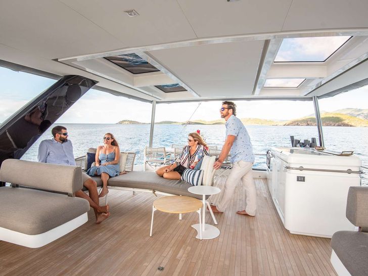 XANDROS Lagoon 65 - guests on the flybridge XANDROS Lagoon 65 - guests on the flybridge