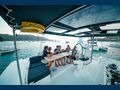 AKANA - Lagoon 52,guests on the flybridge