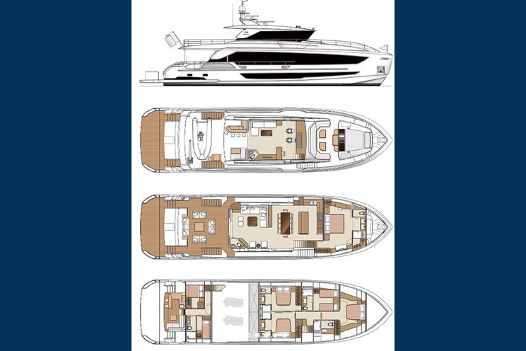 Layout for AQUA LIFE - Horizon FD87, motor yacht layout