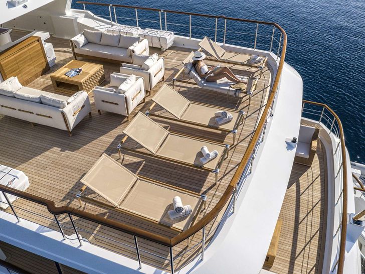 SUNRISE Yacht Sun lounge Area on Sky Deck