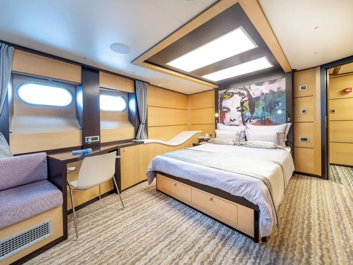 NAVILUX Motor Sailer 34m - master cabin wide shot NAVILUX Motor Sailer 34m - master cabin wide shot