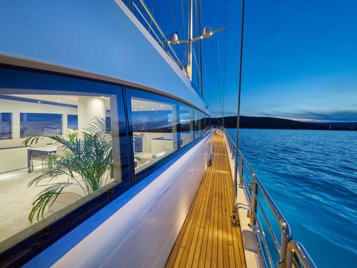 ACAPELLA Leda Motor Sailer 49m - side walk way ACAPELLA Leda Motor Sailer 49m - side walk way