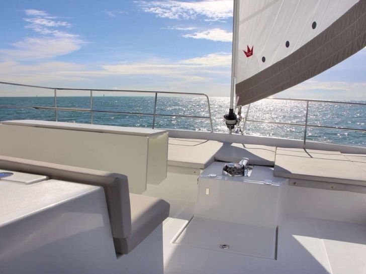 CRYSTAL DREAMS - Bali 5.4 - foredeck lounge area CRYSTAL DREAMS - Bali 5.4 - foredeck lounge area